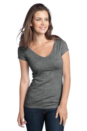 District – Juniors Extreme Heather Cap Sleeve V-Neck Tee Style DT2001 Magnet Grey