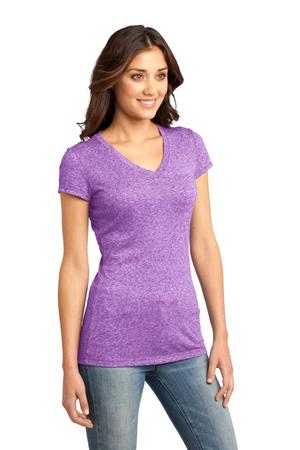 District - Juniors Microburn V-Neck Cap Sleeve Tee Style DT261 Heathered Purple Orchid Back