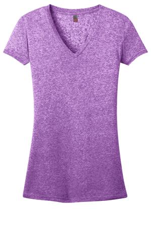 District – Juniors Microburn V-Neck Cap Sleeve Tee Style DT261 Heathered Purple Orchid Flat Fron