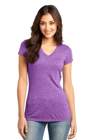 District – Juniors Microburn V-Neck Cap Sleeve Tee Style DT261 Heathered Purple Orchid