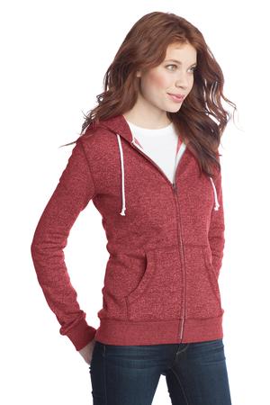 District – Juniors Marled Fleece Full-Zip Hoodie Style DT292 Marbled Red Model