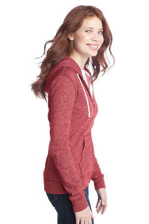 District – Juniors Marled Fleece Full-Zip Hoodie Style DT292 Marbled Red Side