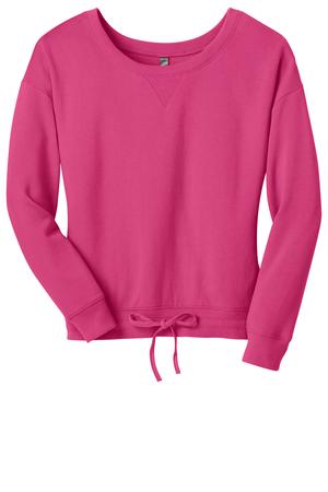 District – Juniors Core Fleece Wide Neck Pullover Style DT293 Dark Fuchsia Flat Front