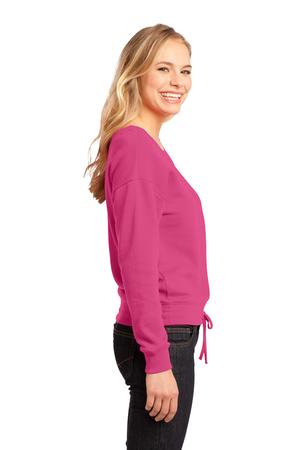 District – Juniors Core Fleece Wide Neck Pullover Style DT293 Dark Fuchsia Side