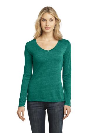 District Made – Ladies Textured Long Sleeve V-Neck with Button Detail Style DM472 3