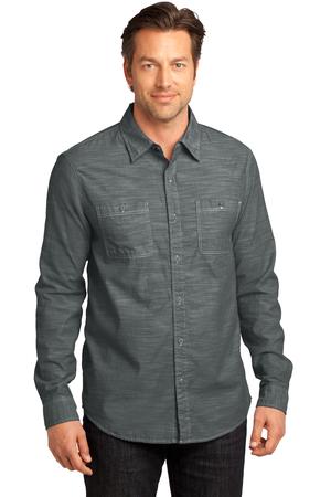 District Made – Mens Long Sleeve Washed Woven Shirt Style DM3800 1
