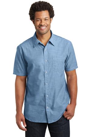 District Made Mens Short Sleeve Washed Woven Shirt Style DM3810 2