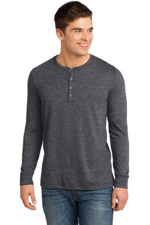 District - Young Mens Gravel 50/50 Long Sleeve Henley Tee Style DT1401
