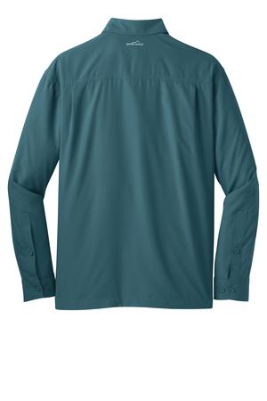 Eddie Bauer - Long Sleeve Performance Travel Shirt Style EB604 Gulf Teal Flat Back