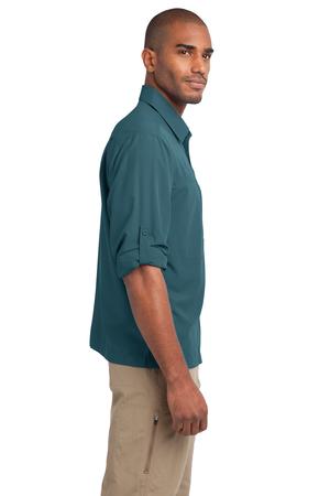 Eddie Bauer – Long Sleeve Performance Travel Shirt Style EB604 Gulf Teal Side
