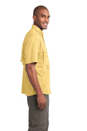 Eddie Bauer - Short Sleeve Fishing Shirt Style EB608 Goldenrod Yellow Side