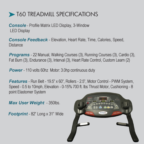 Fitnex T60 Speficifications