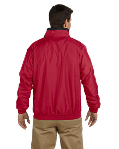 harriton-fleece-lined-nylon-jacket-red-black-back
