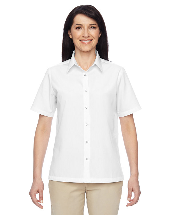 harriton-ladies-advantage-snap-closure-short-sleeve-shirt-white