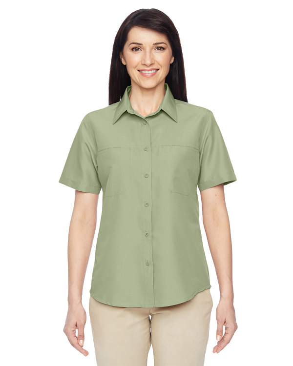 harriton-ladies-key-west-short-sleeve-performance-staff-shirt-green-mist