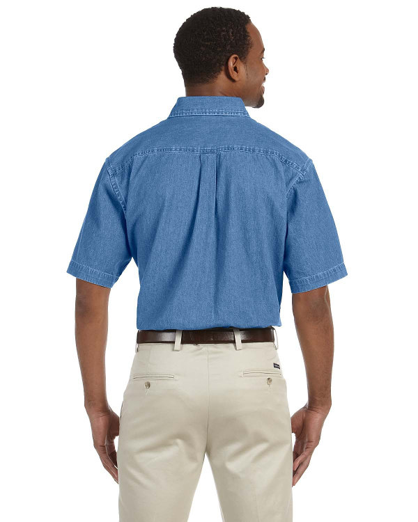 harriton-mens-6.5-oz-short-sleeve-denim-shirt-light-denim-back