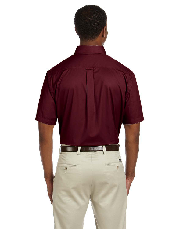 harriton-mens-easy-blend™-short-sleeve-twill-shirt-with-stain-release-wine-back