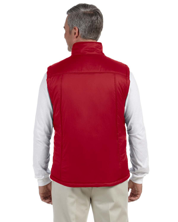 harriton-mens-essential-polyfill-vest-red-back