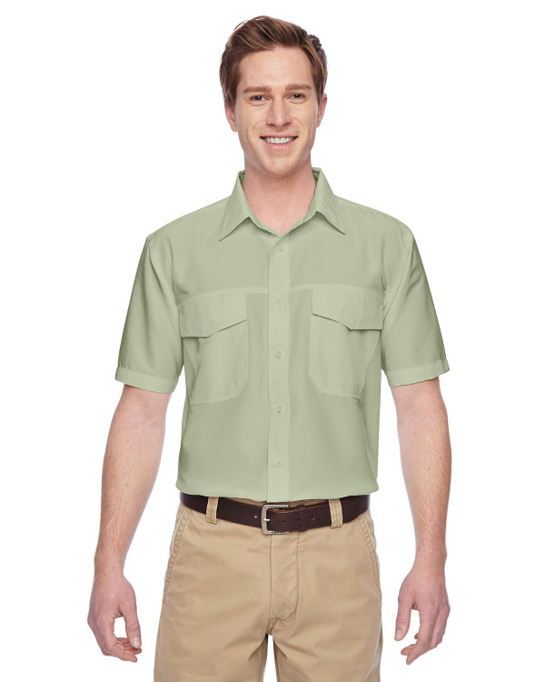 Harriton Men's Key West Short-Sleeve Performance Staff Shirt Green Mist