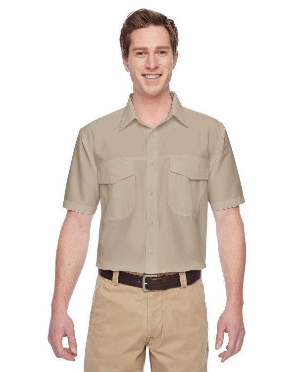 harriton-mens-key-west-short-sleeve-performance-staff-shirt-khaki