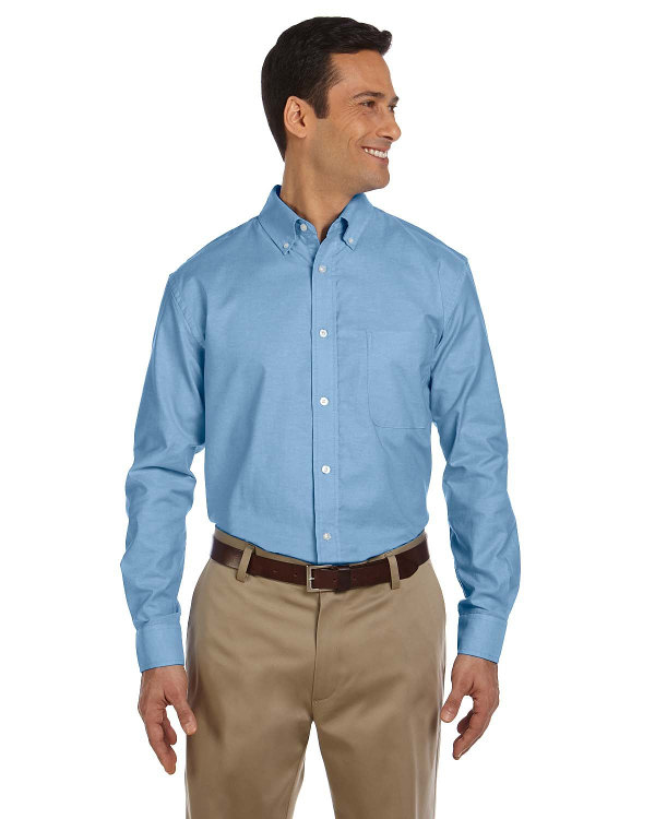 harriton-mens-long-sleeve-oxford-with-stain-release-light-blue