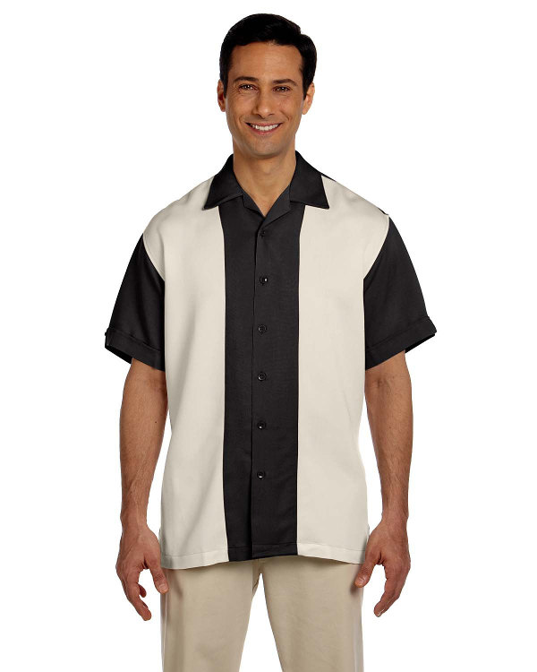 harriton-mens-two-tone-bahama-cord-camp-shirt-black-creme