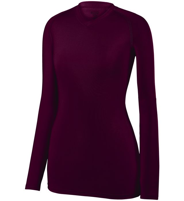 High Five Ultra Tight Ladies Fit Wicking Polyester Long Sleeve Maven Jersey -maroon(hlw)