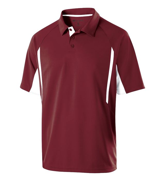 Holloway Avenger Polo Three Matching Buttons with Self-Fabric Collar 222530 Cardinal/White