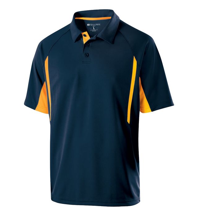 Holloway Avenger Polo Three Matching Buttons with Self-Fabric Collar 222530 Navy/Light Gold