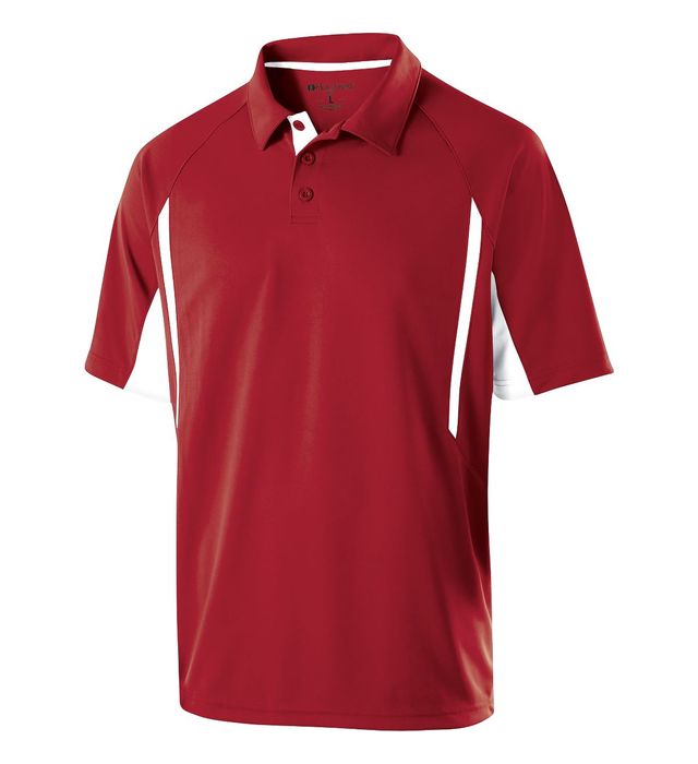 Holloway Avenger Polo Three Matching Buttons with Self-Fabric Collar 222530 Scarlet/White