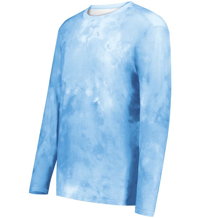 Holloway Cotton-Touch™ Poly Cloud Long Sleeve Tee Fully Sublimated Tie Dye Design 222597 Columbia Blue Cloud Print