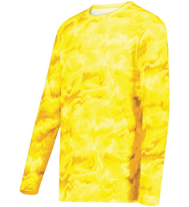 Holloway Cotton-Touch™ Poly Cloud Long Sleeve Tee Fully Sublimated Tie Dye Design 222597 Gold Shockwave Print
