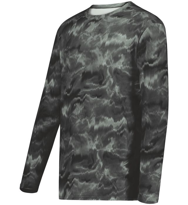 Holloway Cotton-Touch™ Poly Cloud Long Sleeve Tee Fully Sublimated Tie Dye Design 222597 Graphite Shockwave Print