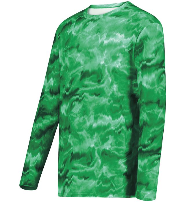 Holloway Cotton-Touch™ Poly Cloud Long Sleeve Tee Fully Sublimated Tie Dye Design 222597 Kelly Shockwave Print