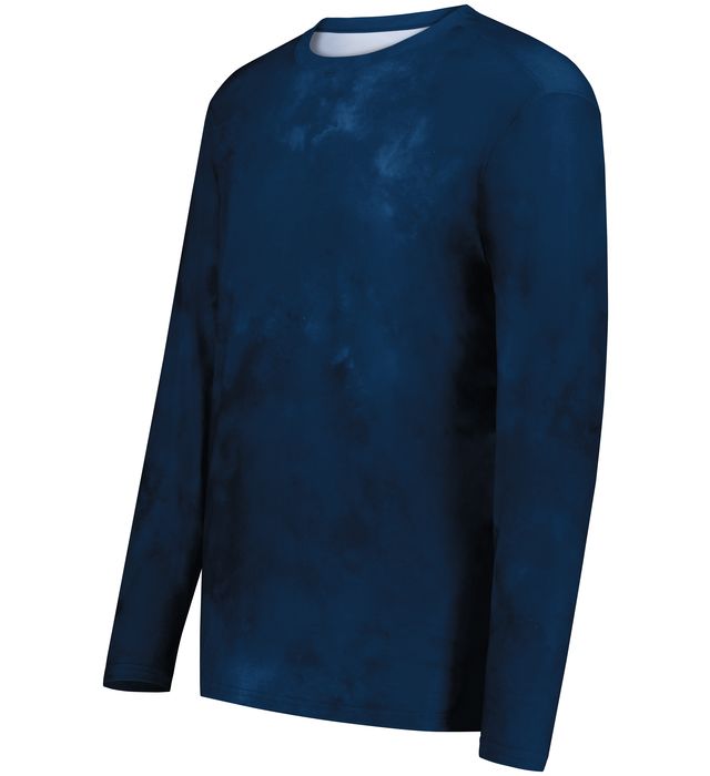 Holloway Cotton-Touch™ Poly Cloud Long Sleeve Tee Fully Sublimated Tie Dye Design 222597 Navy Cloud Print
