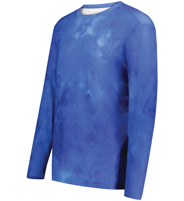 Holloway Cotton-Touch™ Poly Cloud Long Sleeve Tee Fully Sublimated Tie Dye Design 222597 Royal Cloud Print