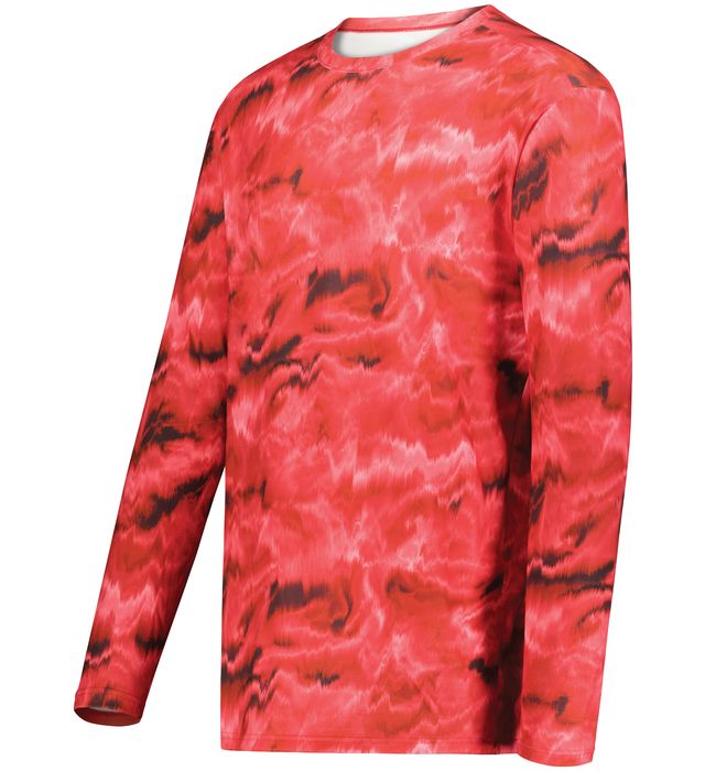 Holloway Cotton-Touch™ Poly Cloud Long Sleeve Tee Fully Sublimated Tie Dye Design 222597 Shockwave Scarlet