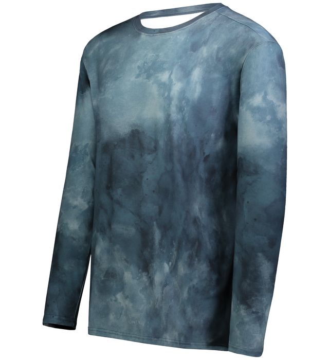 Holloway Cotton-Touch™ Poly Cloud Long Sleeve Tee Fully Sublimated Tie Dye Design 222597 Storm Cloud Print