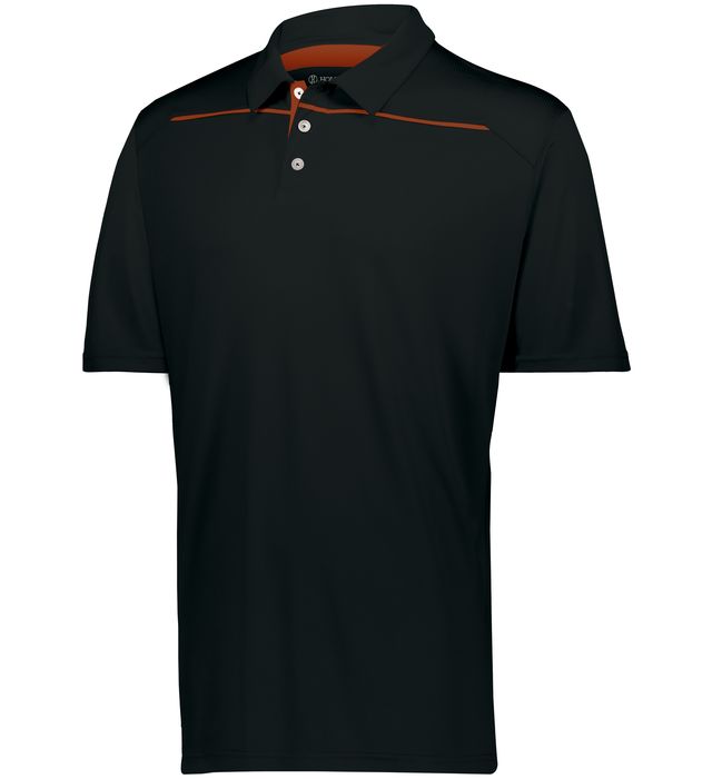 Holloway Defer Polo Three-Button Angled Placket With Set-In Sleeves 222561 Black/Orange