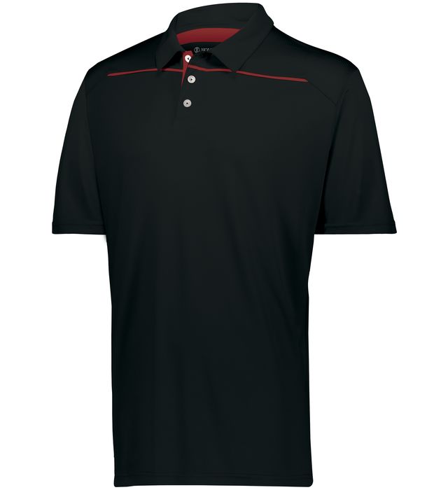Holloway Defer Polo Three-Button Angled Placket With Set-In Sleeves 222561 Black/Scarlet