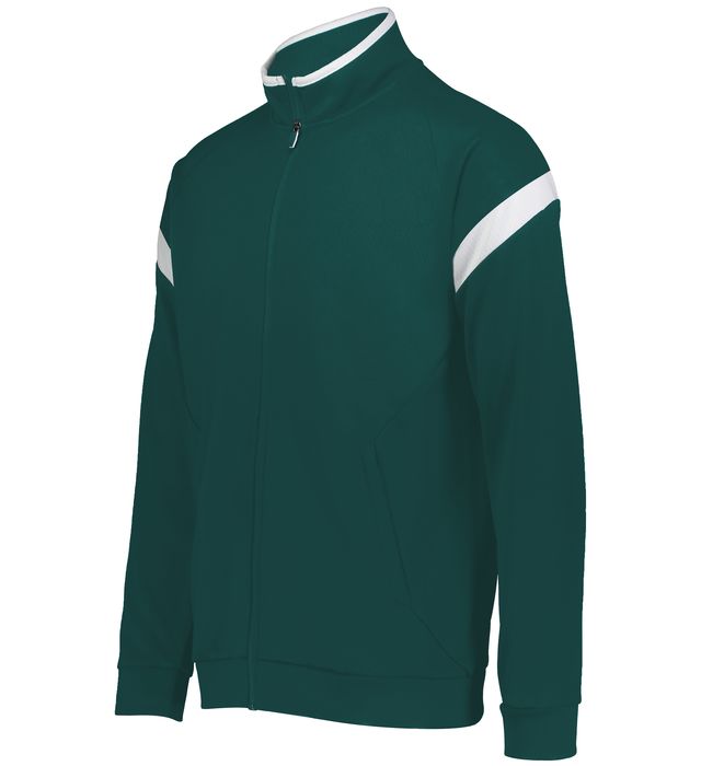 Holloway Dry Excel Polyester Double Knit Mesh Texture Jacket Youth 229679 Dark Green/White