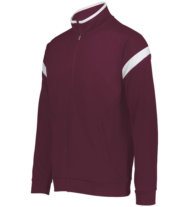 Holloway Dry Excel Polyester Double Knit Mesh Texture Jacket Youth 229679 Maroon/White