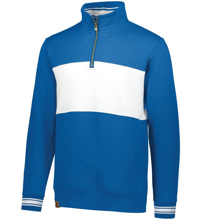 holloway-exterior-faux-leather-quarter-zip-ivy-league-pullover-royal heather-white