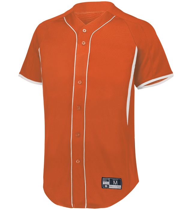 Holloway Game7 Full-Button Baseball Jersey with Dry-Excel  221025 Orange/White