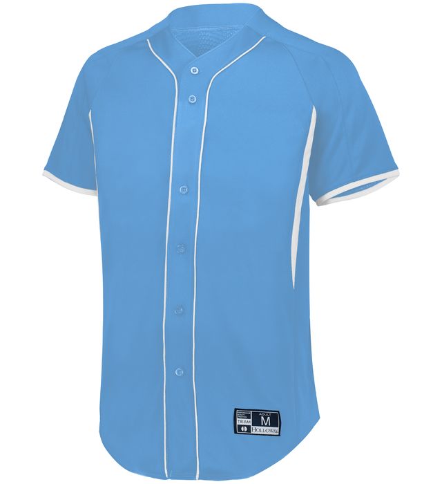 Holloway Game7 Full-Button Baseball Jersey with Dry-Excel  221025 University Blue/White