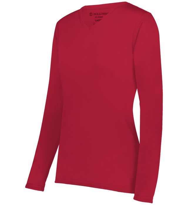 Holloway Girls Momentum Long Sleeve Tee Tagless Label With 45+ Upf Sun Protect 222825 Scarlet