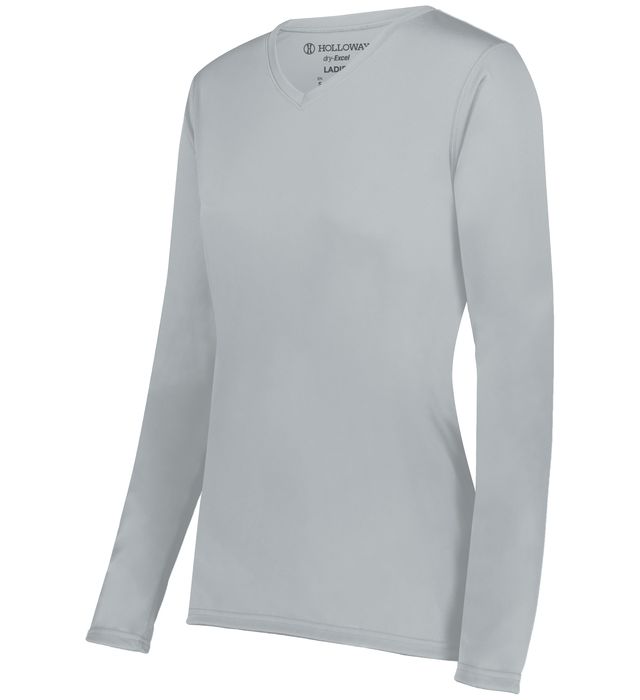 Holloway Girls Momentum Long Sleeve Tee Tagless Label With 45+ Upf Sun Protect 222825 Silver