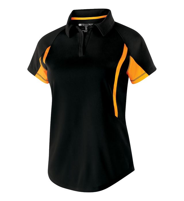 Holloway Ladies Avenger Polo With Self-Fabric Collar 222730 Black/Ligh Gold