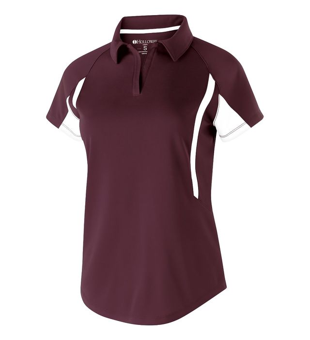 Holloway Ladies Avenger Polo With Self-Fabric Collar 222730 Maroon/White