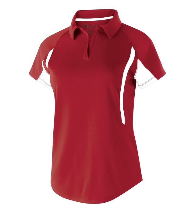 Holloway Ladies Avenger Polo With Self-Fabric Collar 222730 Scarlet/White